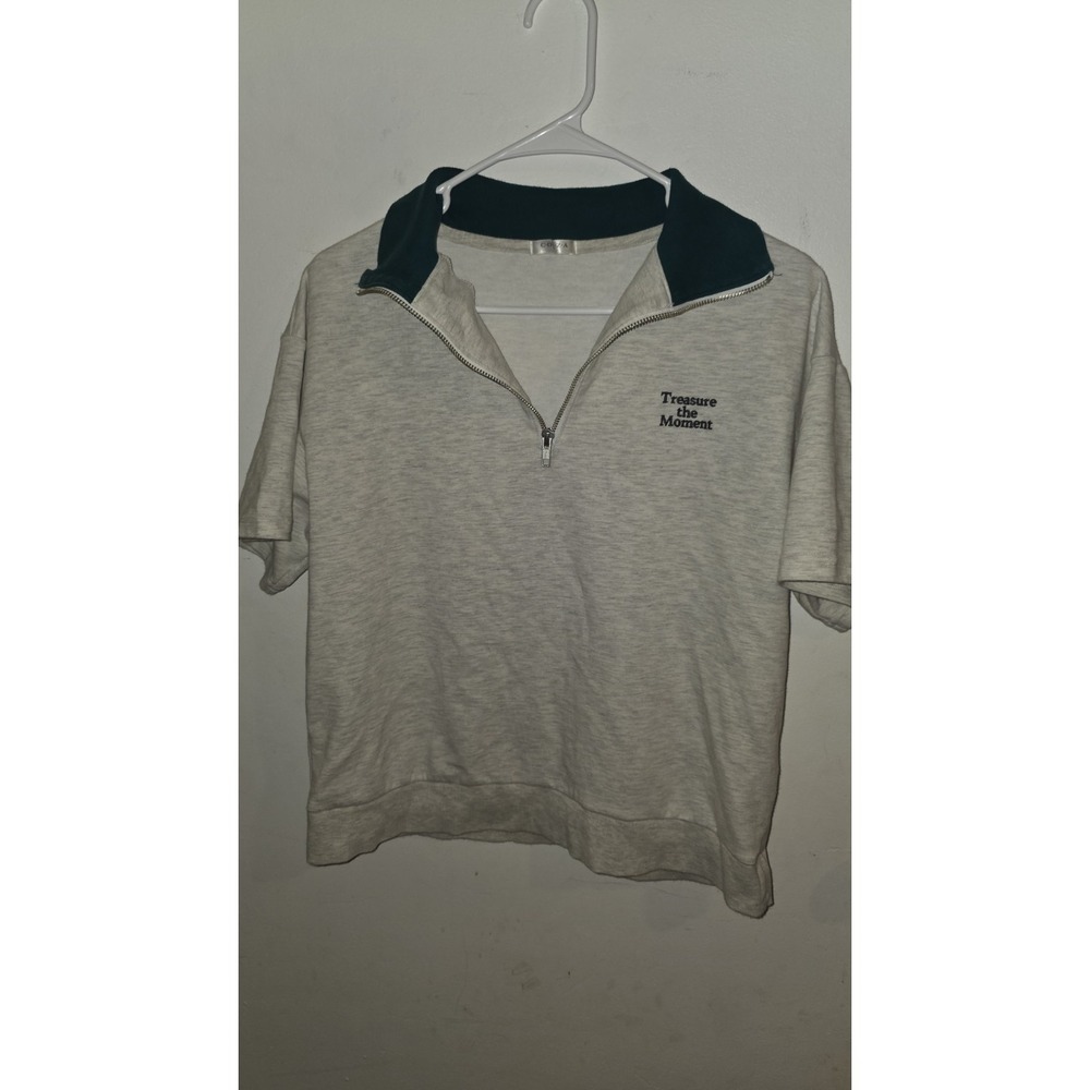 Colza Treasure The Moment Quarter Zip Sporty Athletic Short Sleeve Shirt Sz S